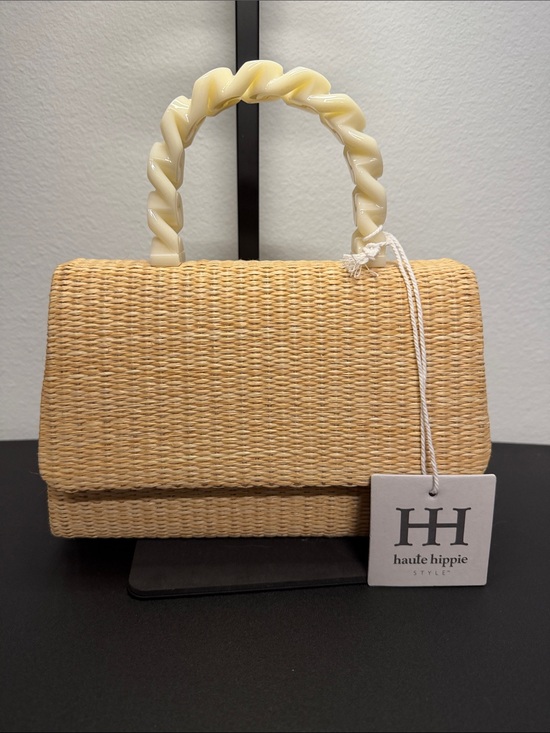 Haute Hippie Handbags - Haute Hippie | Natural Woven Satchel w/ Ivory Twist Handle & Crossbody Chain